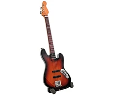 Indominiguitars Mini dekoratyvinė gitara 15 cm su stovu, Sunburst spalvos, 1:6 mastelis