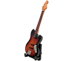 Indominiguitars Mini dekoratyvinė gitara 15 cm su stovu, Sunburst spalvos, 1:6 mastelis