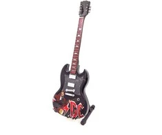 Indominiguitars Miniatiūrinė 24,5 cm gitara, Angus Young stilius – raudonmedžio, kolekcinė