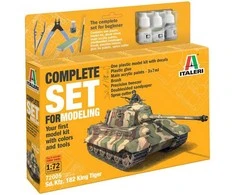 Italeri King Tiger Sd.Kfz.182 1/72 dovanų rinkinys su dažais ir klijais (72005)