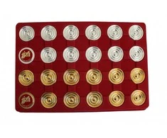 Italfama Auksinės/sidabrinės žalvarinės šaškių figūros, diametras: 4,5cm.