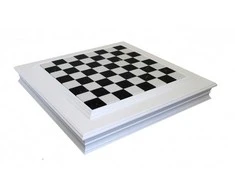 Italfama Balta vertingos medienos šachmatų lenta su marmuro viršumi ir DĖTUVE. 50x50cm., kvadratas: 4,5cm.