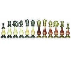 Italfama Didelės žalvarinės/medinės šachmatų figūros. Aukštis: 10cm., diametras: 2,9cm.