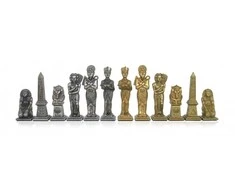 Italfama EGIPTAS: didelės metalinės šachmatų figūros. Aukštis: 12,5cm., diametras: 3,6cm.