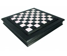 Italfama Juoda vertingos medienos šachmatų lenta su marmuro viršumi. 50x50cm., kvadratas: 4,5cm.