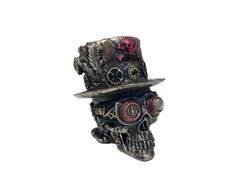 Italfama Kaukolė su kepure - steampunk stilius. Išmatavimais: 10x10x10cm.