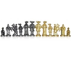 Italfama LANDSKNECHT: metalinės šachmatų figūros. Aukštis 8,7cm., diametras: 3,2cm.