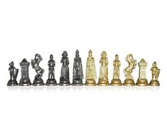 Italfama MARY STUART: metalinės šachmatų figūros. Aukštis 9,4cm., diametras: 3,3cm.