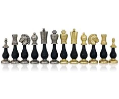Italfama Metalinės ir dekoruotos medienos šachmatų figūros. Aukštis: 10,2cm., diametras: 2,8cm.