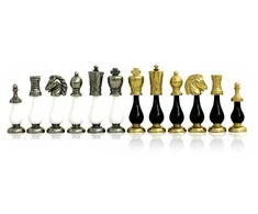 Italfama Metalinės/medinės baltos ir juodos spalvos šachmatų figūros. Aukštis: 10,3cm., diametras: 2,8cm.