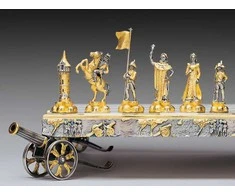 Italfama NAPOLEONAS: ypač prabangūs šachmatai iš Bronzos dengti tikru 24K auksu