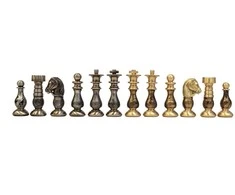 Italfama Prancūziško stiliaus žalvarinės/medinės šachmatų figūros. Aukštis: 7,5cm., diametras: 2,6cm.