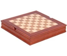 Italfama Riešutmedžio ir klevo medienos šachmatų lenta SU DĖTUVE. 37x37cm., kvadratas: 4cm.
