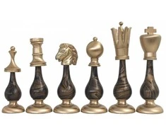 Italfama Ypač DIDELĖS prabangios žalvarinės/medinės šachmatų figūros. Aukštis: 21cm., diametras: 6,5cm.