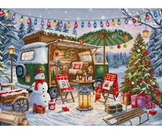 Letistitch Kalėdinis kryželių siuvinėjimo rinkinys „Christmas Trailer“ 42x30 cm, 61 sp.