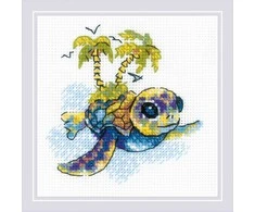 Riolis Kryželių siuvinėjimo rinkinys "Mažas vėžlys" 15x15 cm SR2287