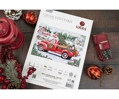luca S Kalėdinis kryželiu siuvinėjimo rinkinys „Raudonas sunkvežimis“ 46x31 cm
