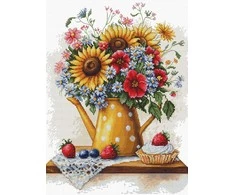 luca S Kryželiu siuvinėjimo rinkinys „Vasarinės gėlės“ 25×34 cm