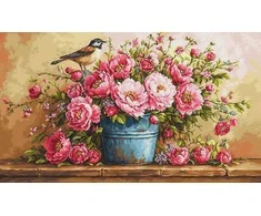 Luca-S siuvinėjimo kryželiu rinkinys „Vešli gėlių puokštė“, 60×35 cm, SB7055