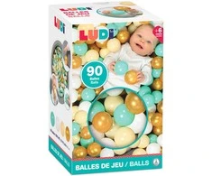 LUDI spalvoti žaidimų kamuoliukai baseinui – 90 vnt., 6 cm, vaikams nuo 6 mėn.