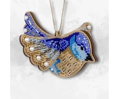 Medinis siuvinėjimas karoliukais: Mėlynas paukštelis – Wonderland Crafts