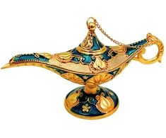 Mirtop Dekoratyvinė Aladino lempa iš metalo – tamsiai mėlyna su auksu, 12 cm
