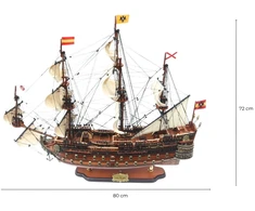 Mirtop Didelis burlaivio San Felipe modelis 80 cm, rankų darbo