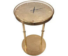 Mirtop Elegantiškas auksinis metalinis staliukas su laikrodžiu 40×40×60