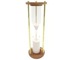 Mirtop Elegantiškas žalvario ir medžio smėlio laikrodis – 30 min, baltas smėlis