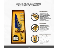 Mirtop Prabangus retro kaligrafijos rinkinys su mėlyna žąsies plunksna