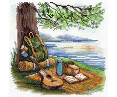 MP Studia Kryželiu siuvinėjimo rinkinys „Turistų stotelė“ 16x16 cm, 26 spalvos