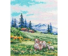 MP Studia Kryželių siuvinėjimo rinkinys „Alpinės pievos“ 20x16 cm SNV-935