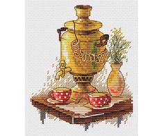 MP Studia Kryželiu siuvinėjimo rinkinys „Arbatos puota“, 13×11 cm