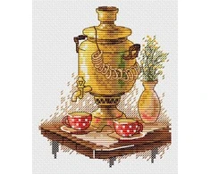 MP Studia Kryželiu siuvinėjimo rinkinys „Arbatos puota“, 13×11 cm