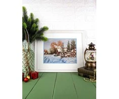 MP Studia Kryželių siuvinėjimo rinkinys „Kaimo gatvė“ 22×28 cm – namų dekorui