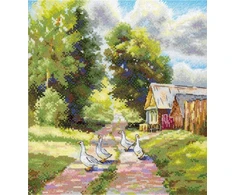 MP Studia Kryželiu siuvinėjimo rinkinys „Miško kelias“ 22x20 cm gamtos peizažas