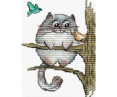 MP Studia Mini siuvinėjimo kryželiu rinkinys „Pūkuotas katinas“, 9x7 cm