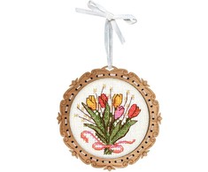 MP Studia Mini siuvinėjimo kryželiu rinkinys ant medžio: Tulpės, 8×8 cm – dovana