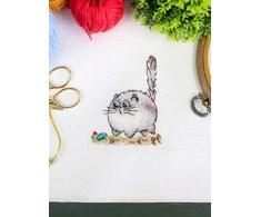 MP Studia Mini siuvinėjimo rinkinys kryželiu „Atsargiai, katė!“ 9x7 cm