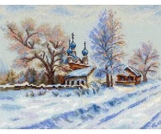 MP Studia Siuvinėjimo kryželiu rinkinys „Kaimo šventykla“, 22×27 cm