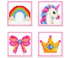MP Studia Siuvinėjimo kryželiu rinkinys „Princesės“ 4 paveikslėliai, 10,6x10,6 cm