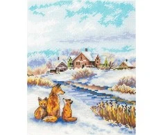 MP Studia Siuvinėjimo kryželiu rinkinys „Raudonoji šeima“ 20x16 cm
