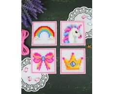 MP Studia Siuvinėjimo kryželiu rinkinys „Princesės“ 4 paveikslėliai, 10,6x10,6 cm
