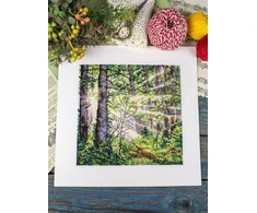 MP Studia Siuvinėjimo kryželiu rinkinys „Saulėtas miškas“, 20x20 cm peizažas