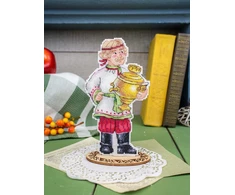 MP Studia Velykinis siuvinėjimo rinkinys kryželiu „Šventinis samovaras“, 17x9 cm