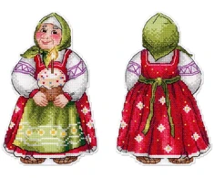 MP Studia Velykinis siuvinėjimo rinkinys „Močiutė su pyragu“ 16×10 cm