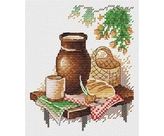 MP Studia Žavingas siuvinėjimo kryželiu rinkinys „Paprasti pietūs“ 13×11 cm