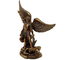 Mysticallstm Mayer Chess Arkangelo Mykolo išraiškinga statulėlė, auksinė, 13 cm, polirezinas