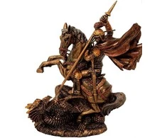 Mysticallstm Mayer Chess Šv. Jurgio statulėlė su drakonu, vario atspalvio, 13 cm