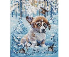 Oven Kryželių siuvinėjimo rinkinys „Sniego šuniukas“, 20×22 cm, 18 ct, 26 sp.